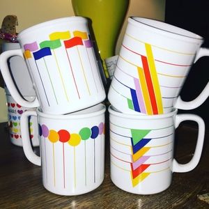 LAST CHANCE set of 4 rainbow vintage mugs